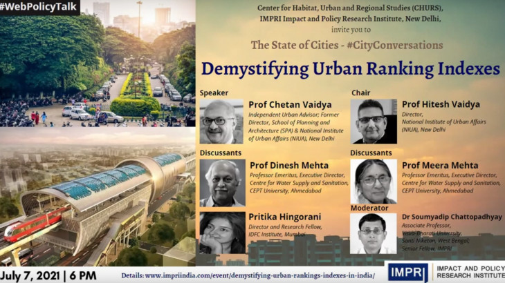 Prof. Dinesh Mehta and Prof. Meera Mehta at webinar on Demystifying Urban Ranking Indexes