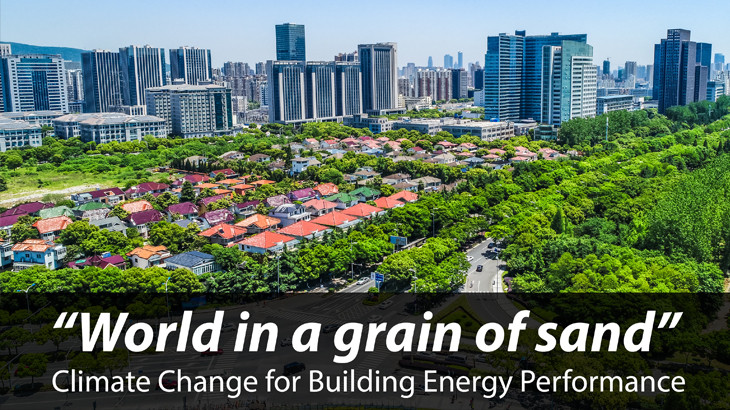 “World in a grain of sand”: Climate Change for Building Energy Performance