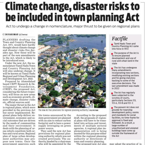 Climate change, disaster risks to be included in town planning Act in Tamil Nadu
