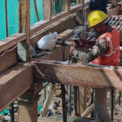 In-situ Timber repair at Kalidas Jethabhai House, Conservation Site School