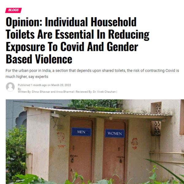 Individual Household Toilets Are Essential In Reducing Exposure To Covid And Gender Based Violence 