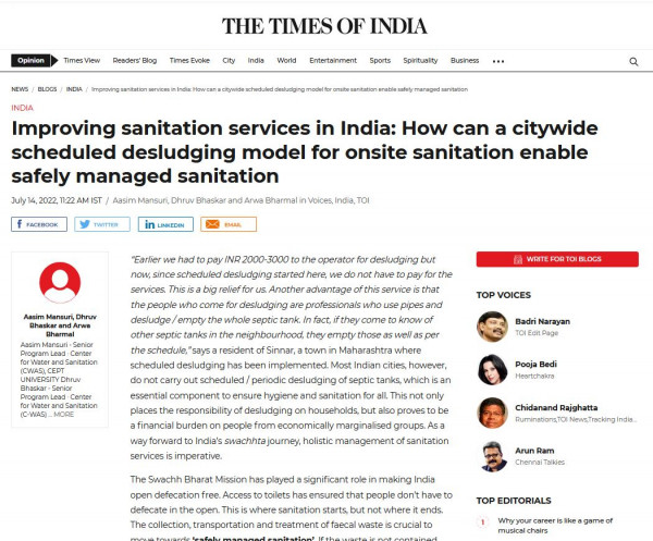 Improving sanitation services in India: How can a citywide scheduled desludging model for onsite sanitation enable safely managed sanitation