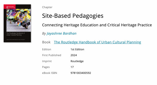 Book Chapter: ‘Site-Based Pedagogies: Connecting Heritage Education and Critical Heritage Practice’